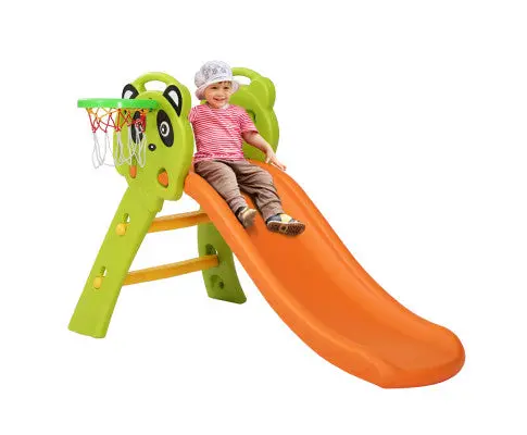 Keezi 100Cm Indoor/Outdoor Kids Slide With Basketball Hoop – Orange Playground Set 1