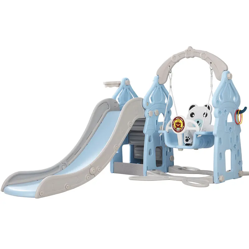 Keezi Outdoor Playground Set – Slide, Swing, Rings & Basketball Hoop (170Cm, Blue) 1