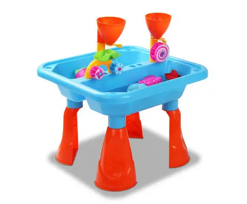Keezi Sand & Water Play Set – Outdoor Sandpit Pretend Play Kit With Table And Beach Accessories 1