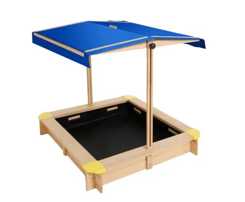 Keezi Wooden Sandpit With Canopy, Bench & Toy Storage – 101 Cm 1