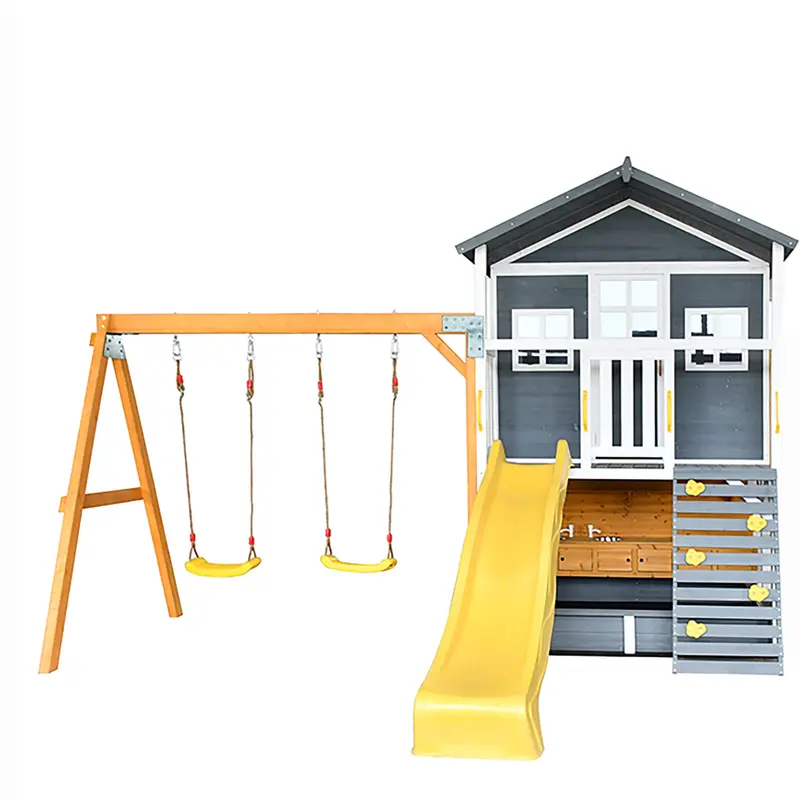 Kidzshack Caboodle Shack Cubby House Featuring Mud Kitchen And Swing Set 1