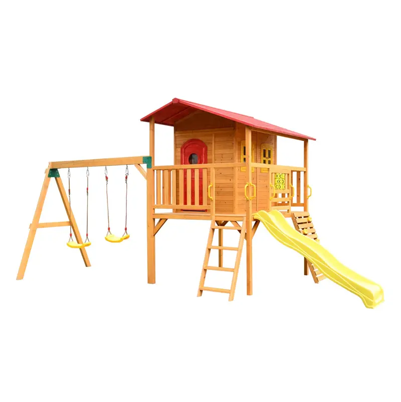 Kidzshack Sweet Shack Cubby With Integrated Swing Set 1