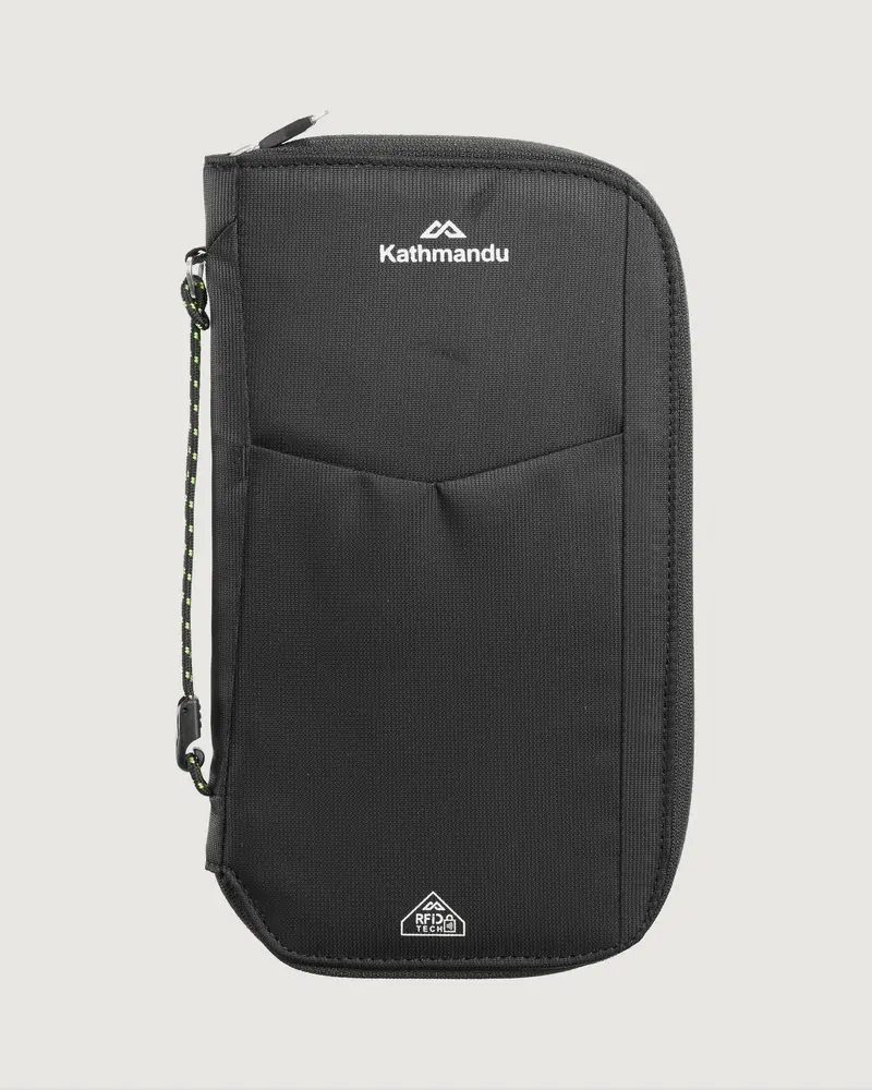 Large Rfid-Blocking Departure Wallet In Matte Black 1