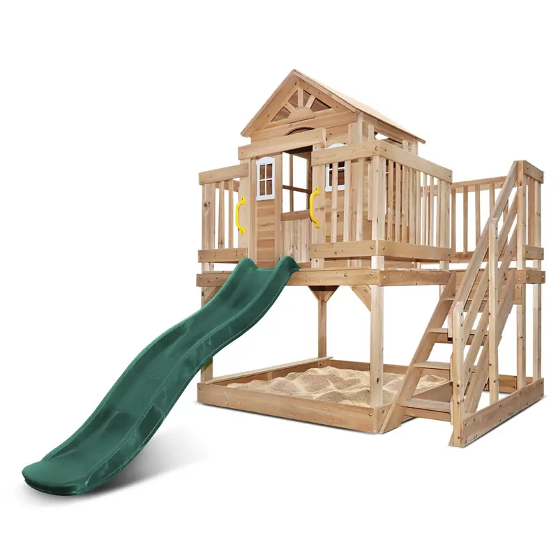 Lifespan Kids Silverton Cubby House With 1.8M Green Slide 1