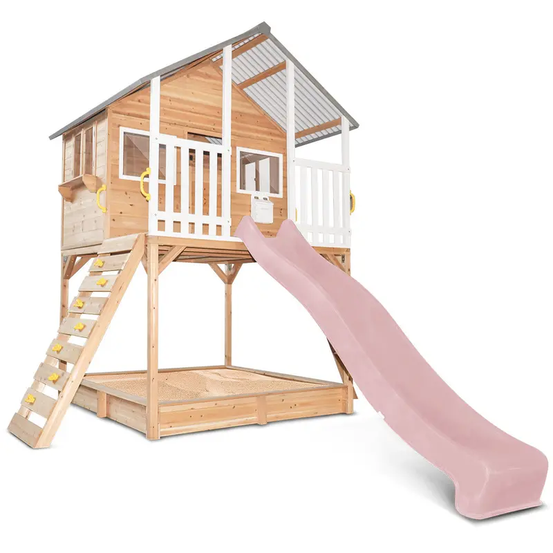 Lifespan Kids Winchester Raised Cubby House With 2.2-Meter Slide – Blush Pastel Pink 1