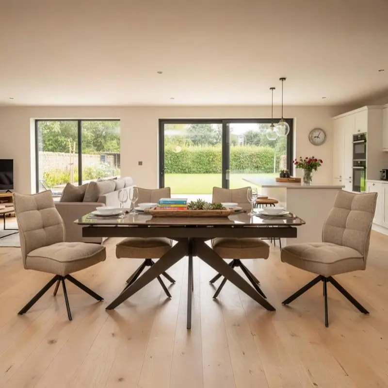Lorenzo 4-Seat Dining Set – Ceramic Glass Extendable Table + Auto-Swivel Seats 1