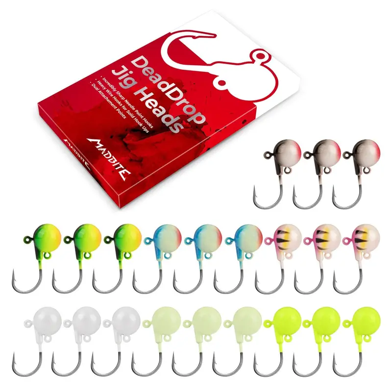 Madbite Dead Drop Jig Head Assortment For Freshwater Fishing 1