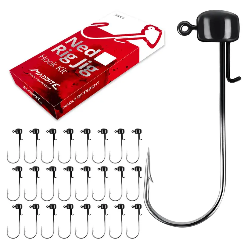 Madbite Ned Rig Jig Hook Kit – 24-Piece Soft-Bait Fishing Accessory Set 3