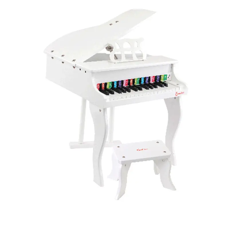 Mini 30-Key Wooden Piano Toy – White Pretend Play Grand Piano For Kids 1