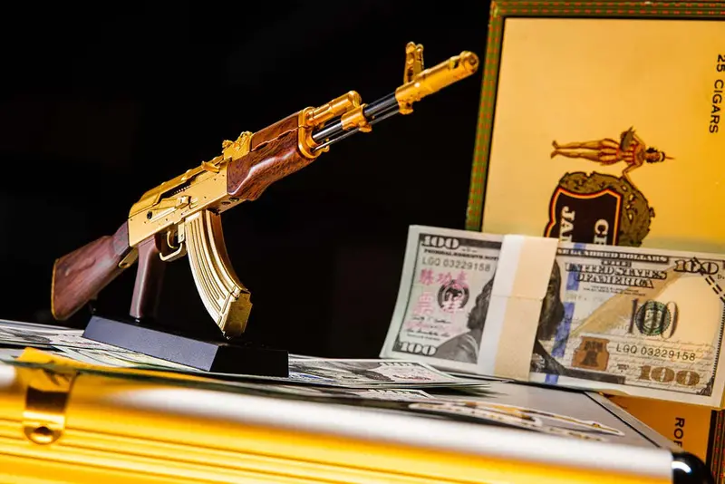 Miniature Ak-47 Model Kit – 1:3 Scale Gold-Finished Diecast Metal Construction Set 1