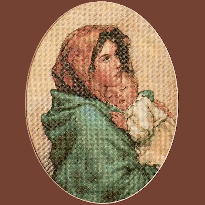 Mother And Child Cross-Stitch Kit – Bucilla Vintage Design (9" X 11.75", Spanish Edition) 1