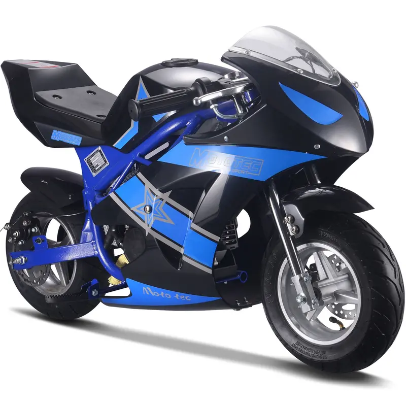 Mototec Gt 49Cc Gas Pocket Bike – 2-Stroke Mini Motorcycle In Vibrant Blue 1