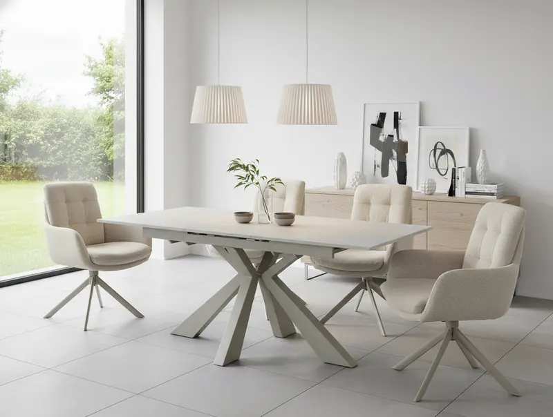Oslo 4-Seat Dining Set – Ceramic Extendable Table + Swivel Armchairs 1