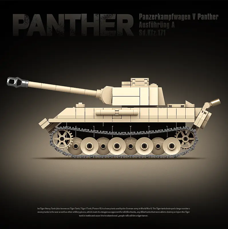 Panther V Tank Brick Model – 472-Piece Compact Wwii Tank Construction Kit 1