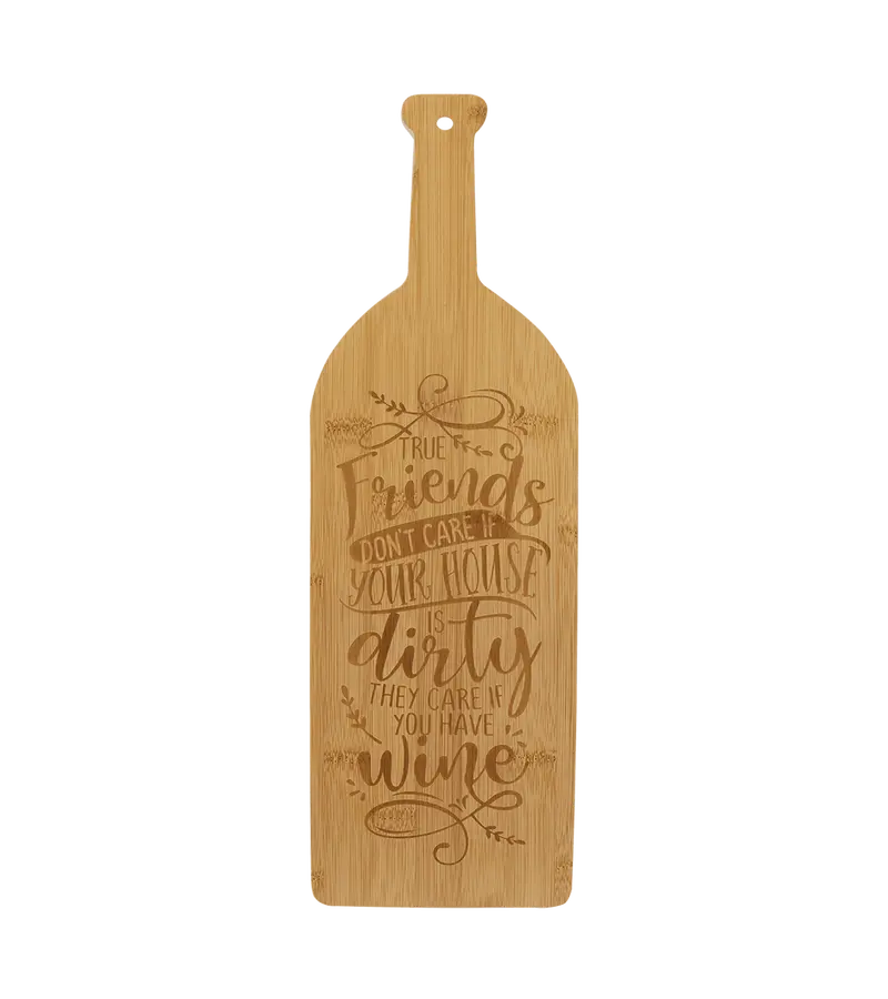 Personalized 17-Inch Bamboo Wine Bottle Cutting Board 1