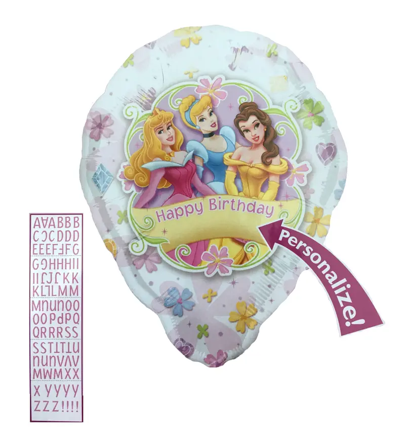 Personalized Disney Princess Birthday Balloon – 18" Featuring Aurora, Cinderella & Belle 1