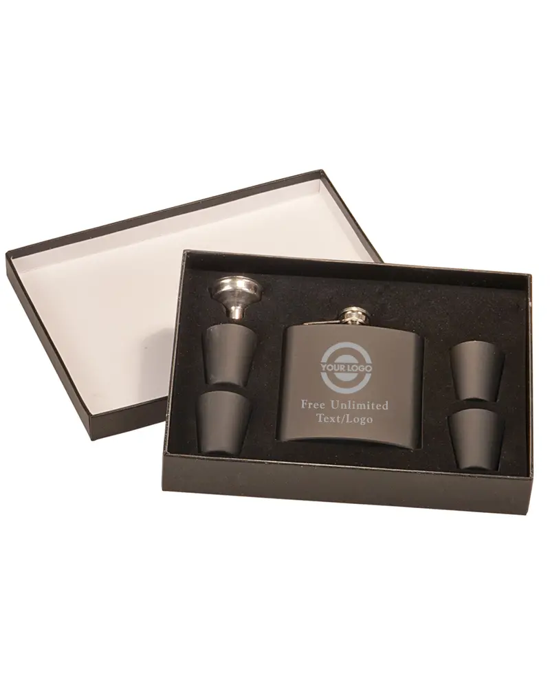 Personalized Flask Set With Matching Shot Glasses 1
