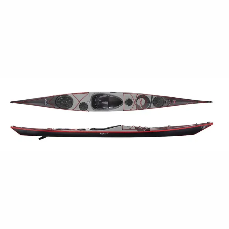 P&H Cetus Mv Ultralight Kevlar-Carbon Composite Kayak – Light Gray/Red 1