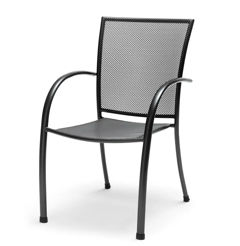 Pilano Wrought Iron Stackable Arm Chair – Powder-Coated, Set Of 6 1