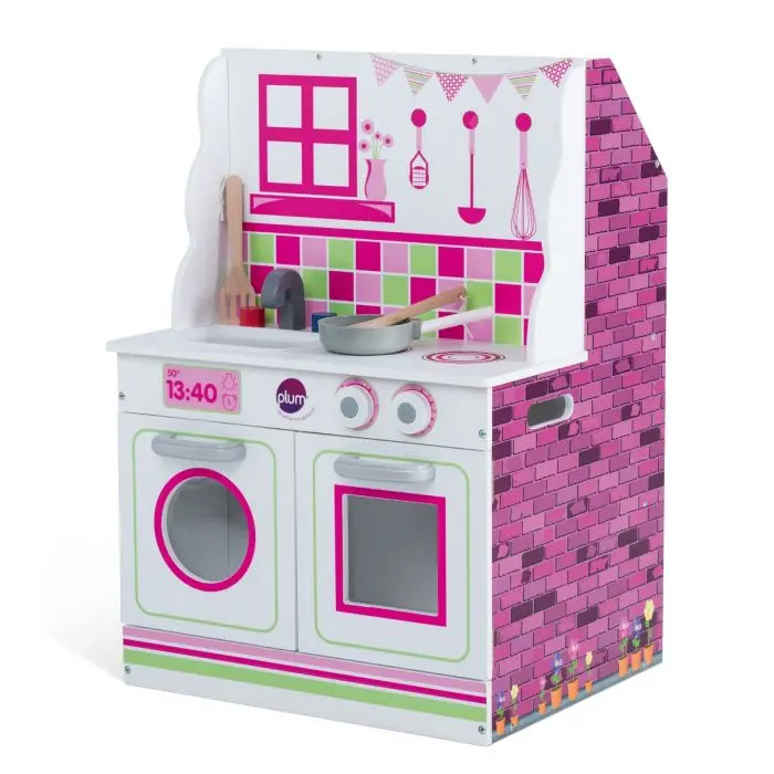 Plumplay 2-In-1 Dollhouse And Functional Play Kitchen Set 1