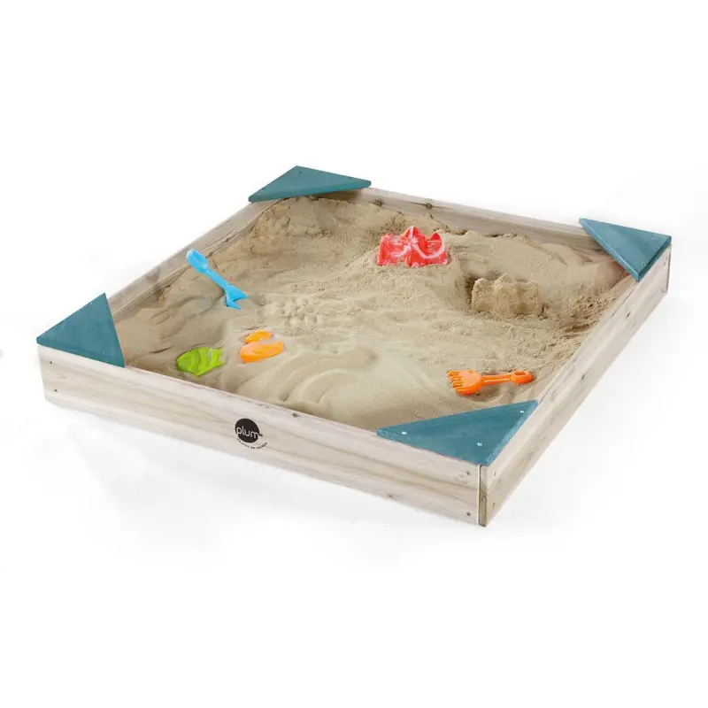 Plumplay Square Wooden Sandpit In Teal 1
