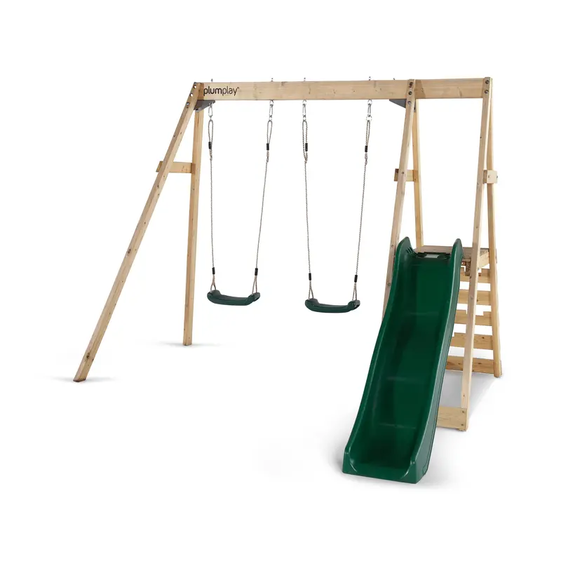 Plumplay Tamarin Wooden Swing Set – Compact Single-Box Assembly 1