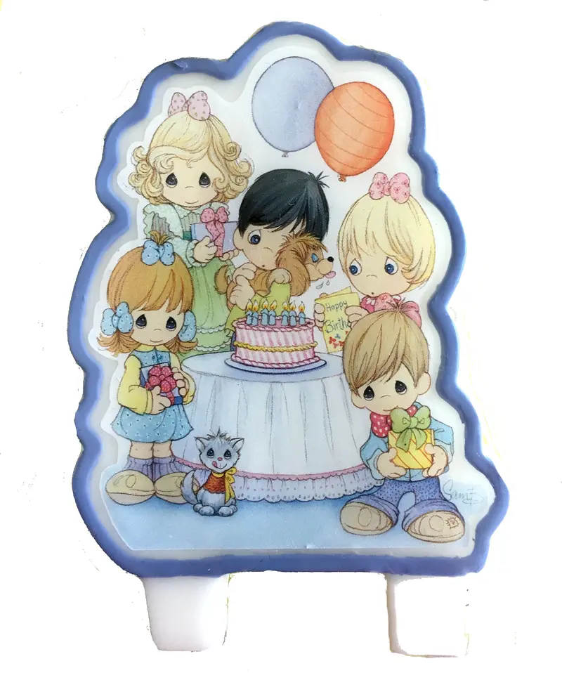 Precious Moments Toddler Birthday Candle Topper – 3.5-Inch Wax Figurine With Balloons & Gifts 1