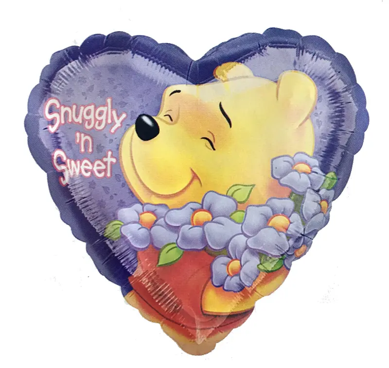 Purple Heart-Shaped Winnie The Pooh Balloon – ‘Snuggly ’N Sweet’ Friendship Theme (18") 1