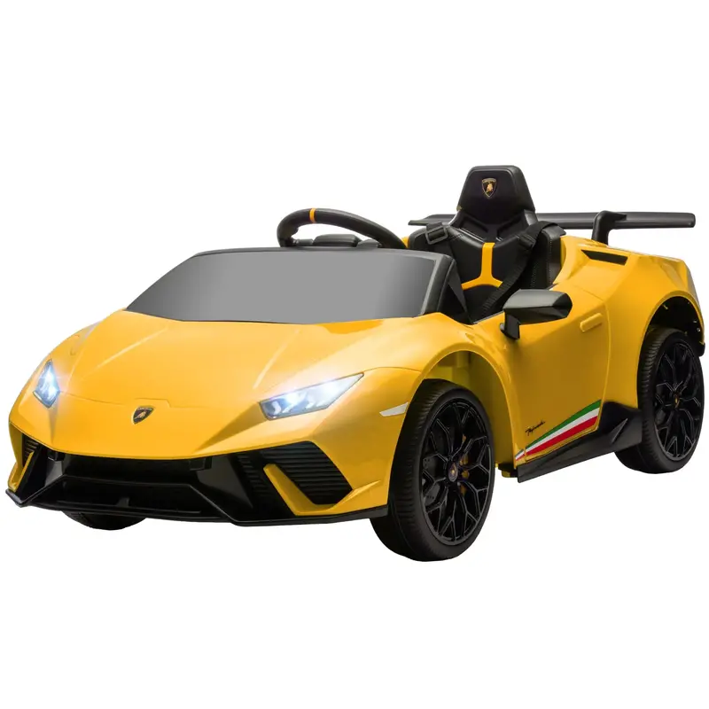 Qaba 12V Licensed Lamborghini Huracán Ride-On – Yellow Electric Car With Suspension 1