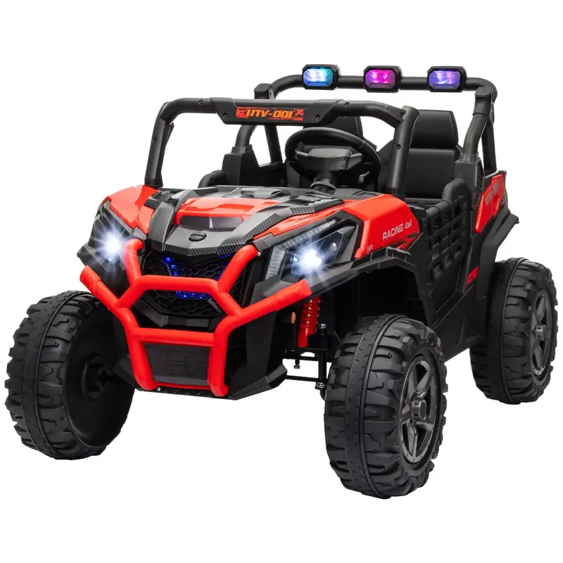 Qaba Dual-Seat 24V Electric Ride-On Car For Children – 3-Speed, Led Lights, Horn, Music & Suspension 1
