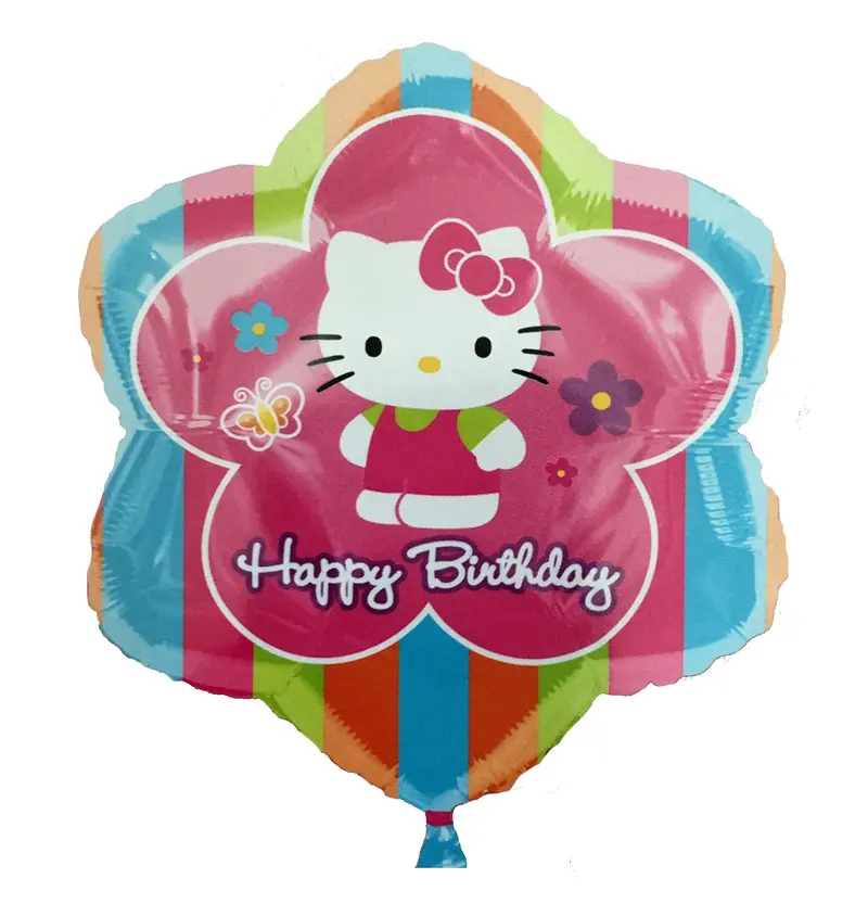 Rainbow-Striped Hello Kitty Flower-Shaped Birthday Balloon (18") 1