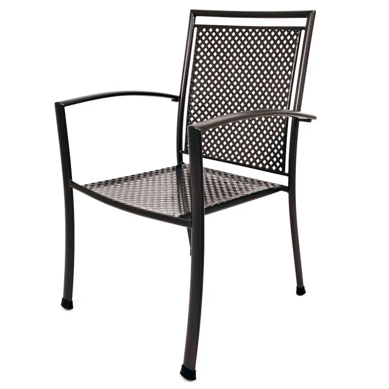 Reno Wrought Iron Arm Chair – Outdoor Stackable Set Of 6 1