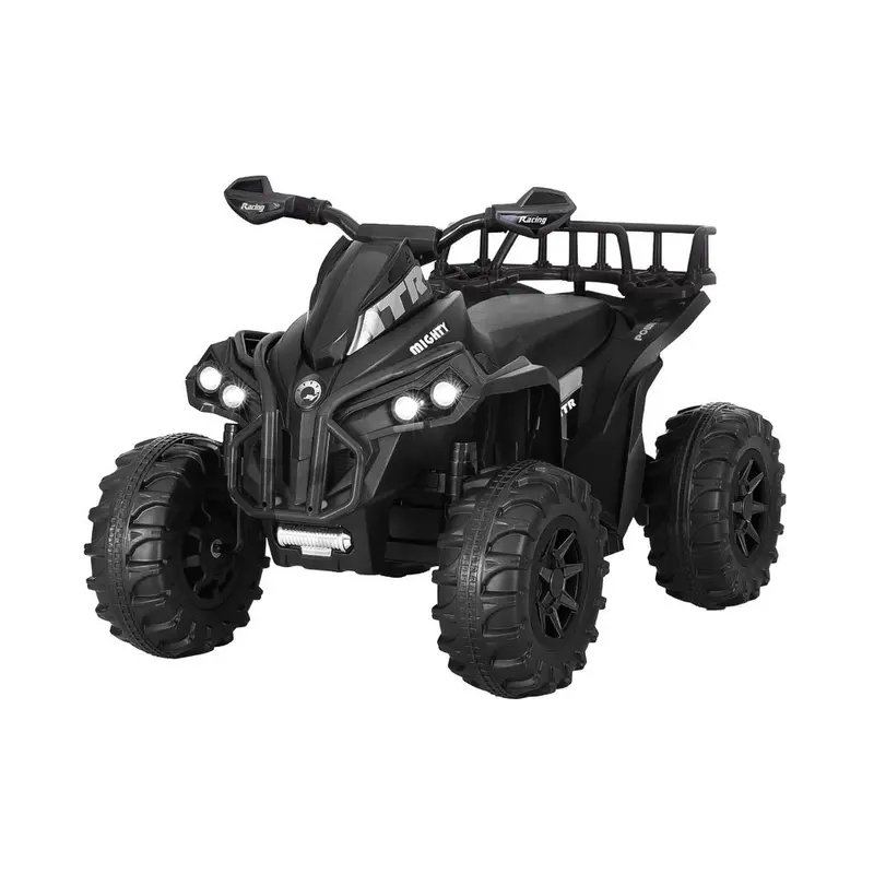 Rigo Black Atv Quad Ride-On With Storage Rack – 12V Electric Motorbike-Style Toy 1
