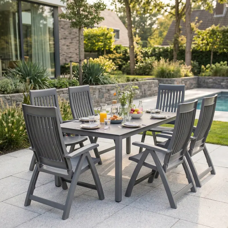 Roma 7-Piece Anthracite Resin Dining Set 1