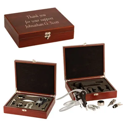 Rosewood-Finished 5-Piece Wine Gift Set 1