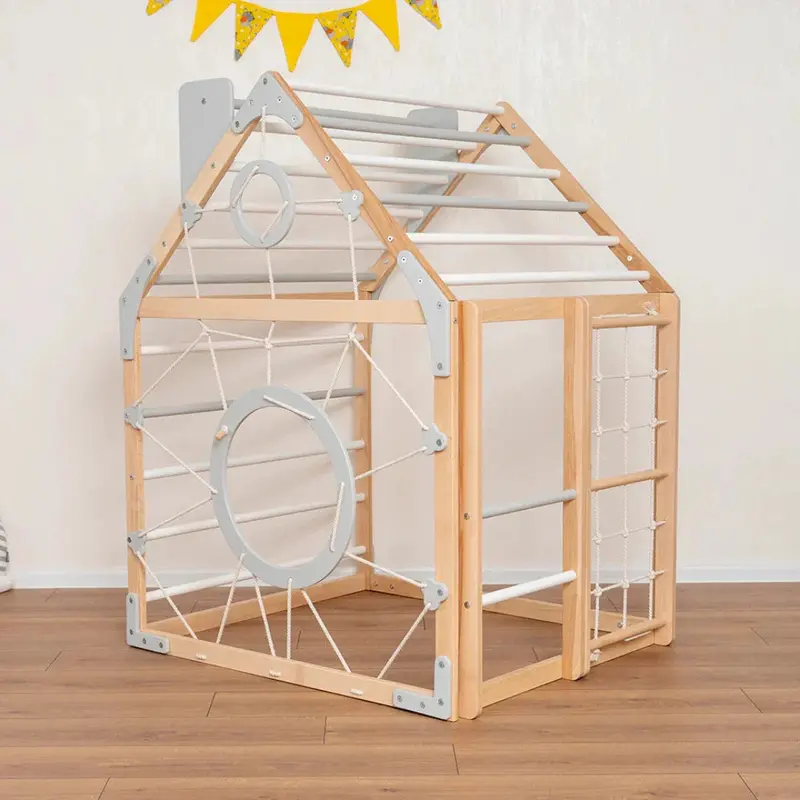 Scandinavian-Style Wooden Climbing Playhouse By Tinnitots 1