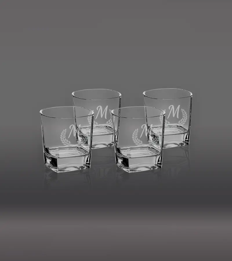 Set Of Four 8 Oz Rectangle Rocks Glasses – Elegant Gift Box 1