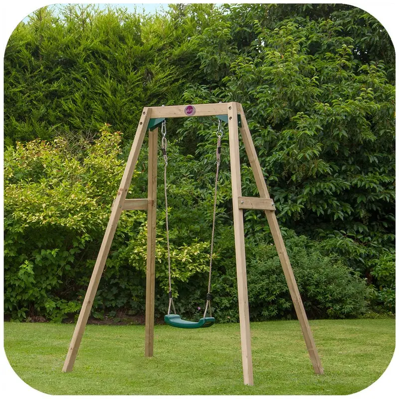 Single-Seat Wooden Garden Swing Set 1