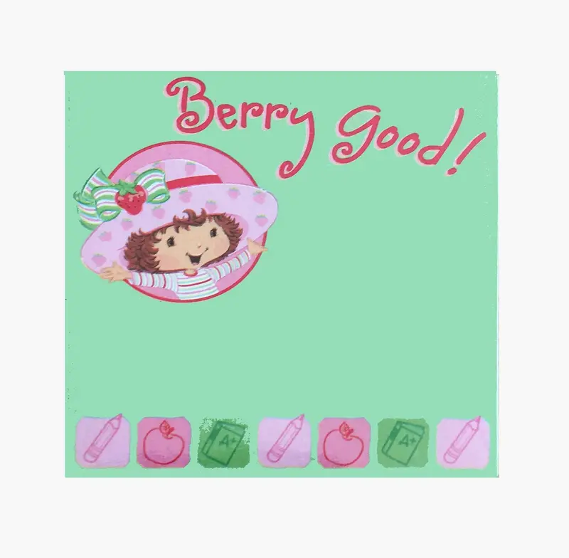 Strawberry Shortcake Sticky Notes – Green Mini Pad (3") With Berry-Themed Design 1