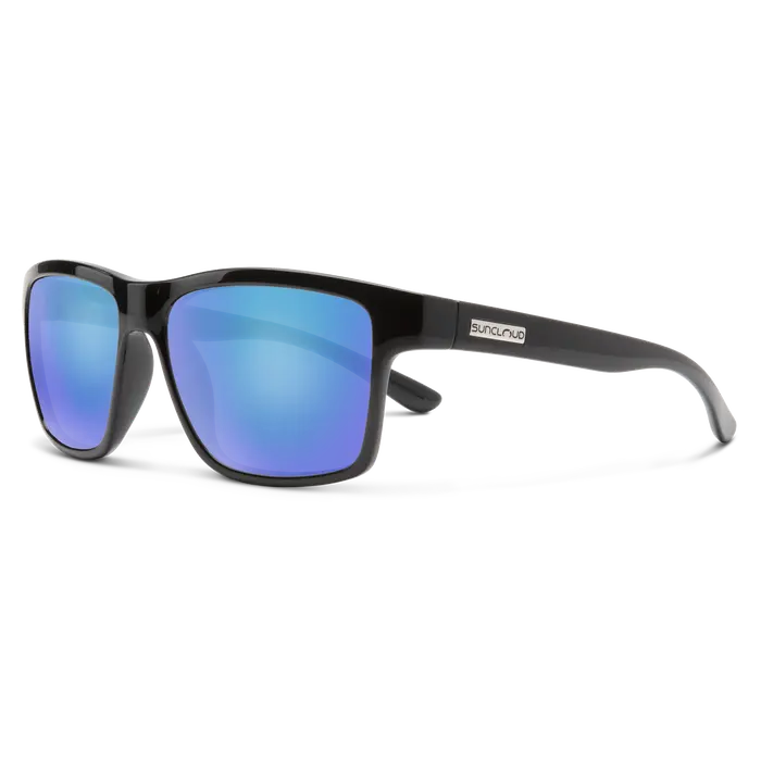 Suncloud A-Team Sunglasses – Black Frame With Blue Mirror Lens 1