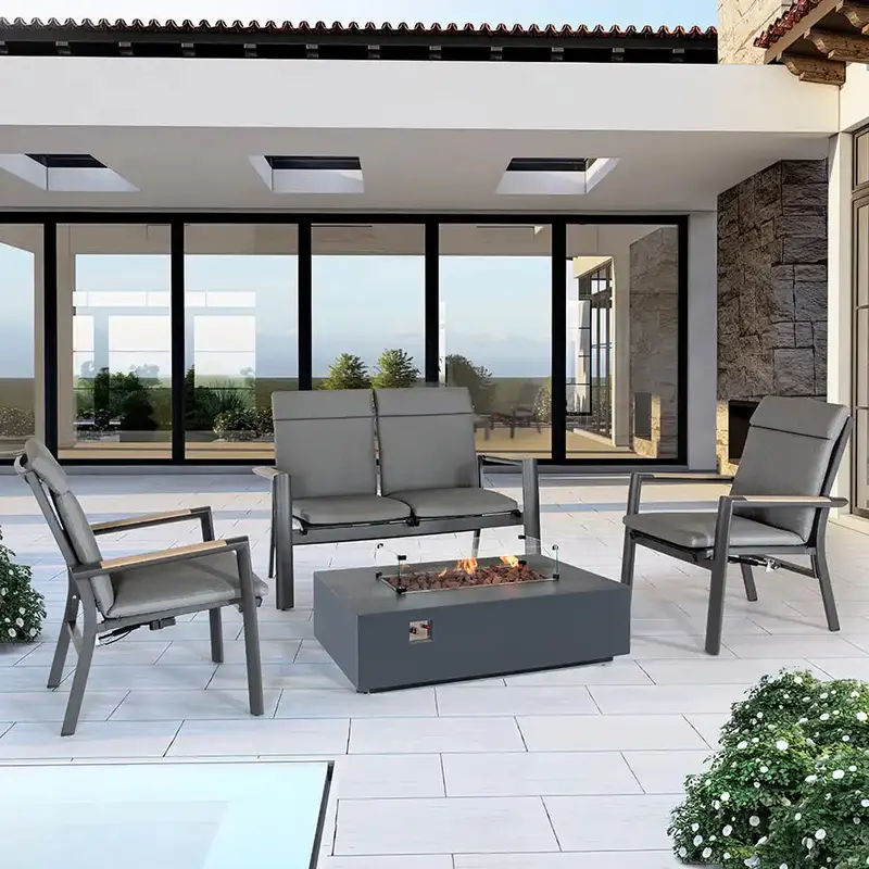 Surf Active Outdoor Lounge Set With Kalos Fire Pit Table 1