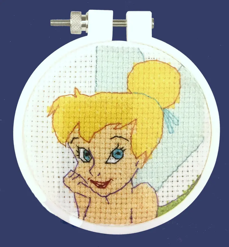 Tinker Bell Mini Cross Stitch Kit – Includes 3" Hoop & Full Materials 1
