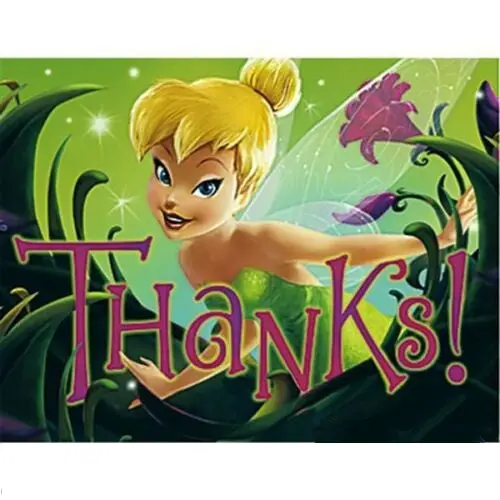 Tinker Bell Thank You Cards – 8-Pack Birthday Party Favor Set 1