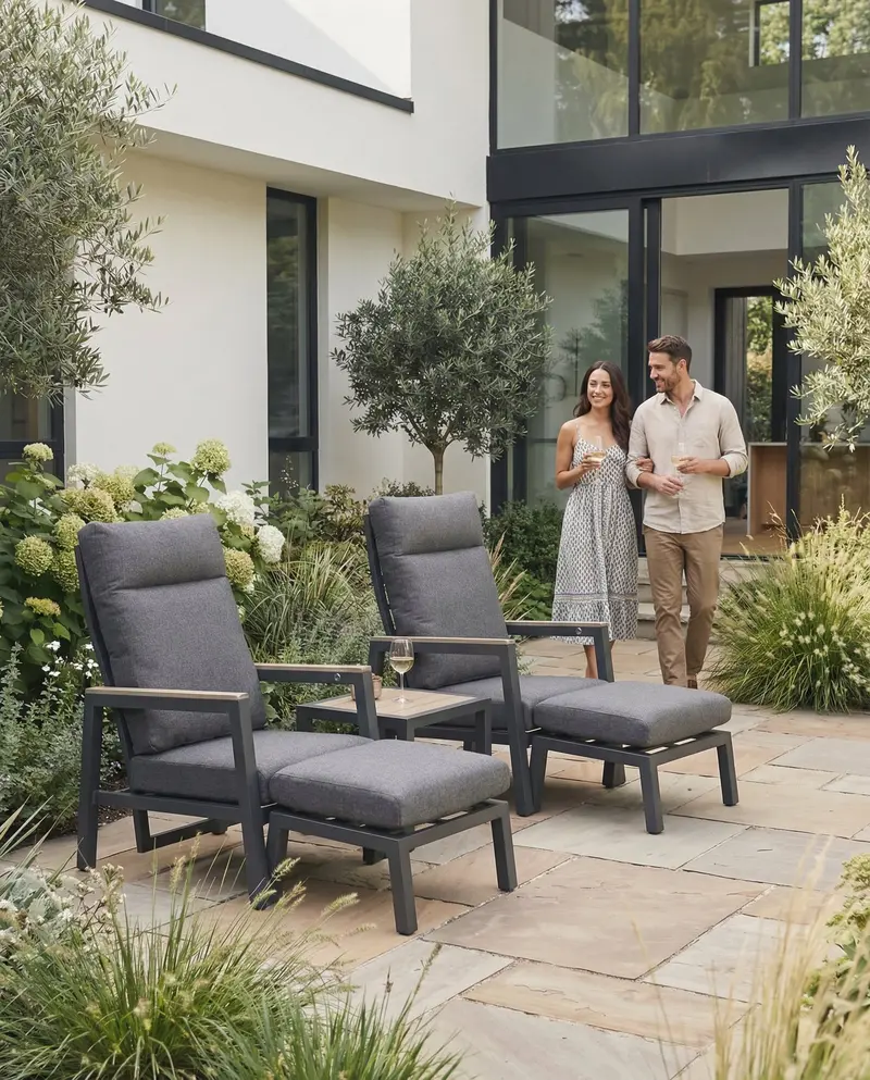 Tudor Companion Seating Set – 2 Reclining Chairs + Matching Stools 1