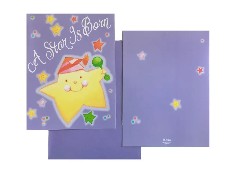 Twinkle Twinkle Baby Birth Announcement Cards – Purple Star Theme (8-Pack) 1