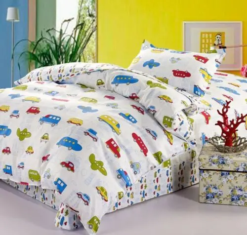 Urban Transportation Boys' Duvet Cover Set – Cityscape Theme With Cars And Airplanes In Twin Size 1