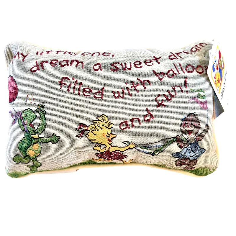 Vintage Usa-Made Suzy'S Zoo Throw Pillow – 'My Little One' Decorative Cushion With Animal Motifs And Balloons 1