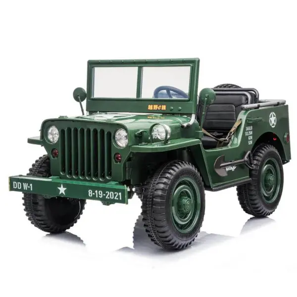 Willy 12V Military Green Limited-Edition Ride-On Truck – Eva Wheels, Sound Effects, Remote Capable 1