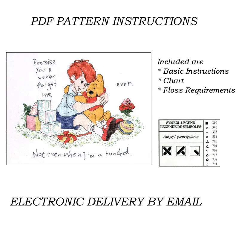Winnie The Pooh & Christopher Robin 'Best Friends Forever' Hug Cross Stitch Pattern – Sentimental Keepsake Design 1