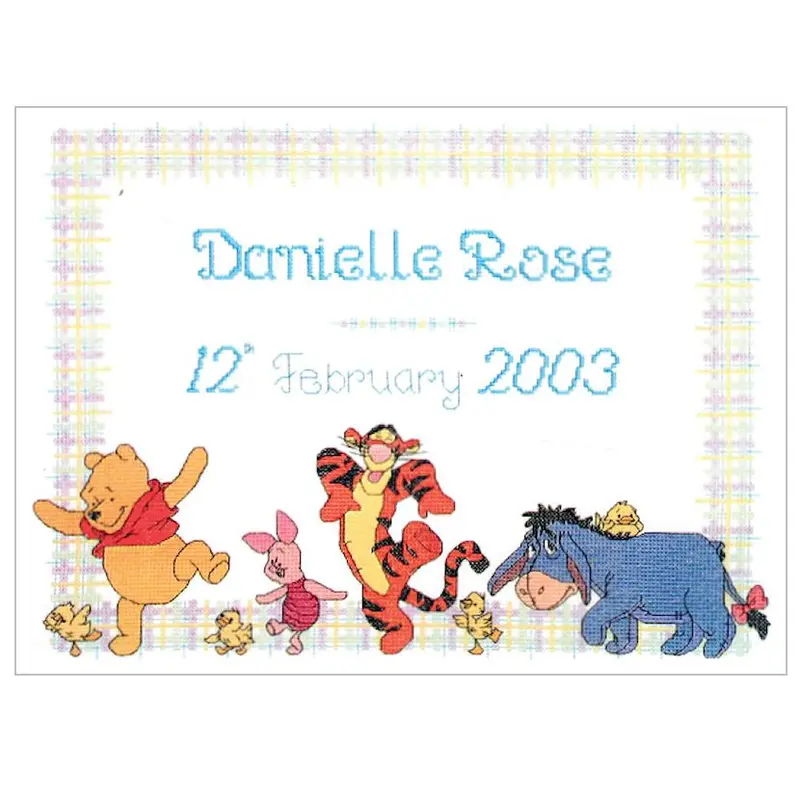 Winnie The Pooh Friends & Chicks Parade Cross Stitch Sampler — Designer Stitches H80 (Uk, Vintage) 1